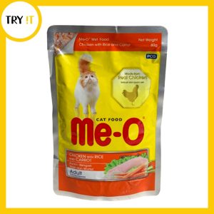 Me-O Pouch Adult Cat Food - Chicken with Rice and Carrot in Jelly - 80gm