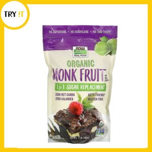 Now Foods, Real Food, Organic Monk Fruit, 1-to-1 Sugar Replacement - 454g