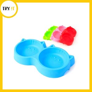 Cat Shape Double Bowl - For Cat & Kitten