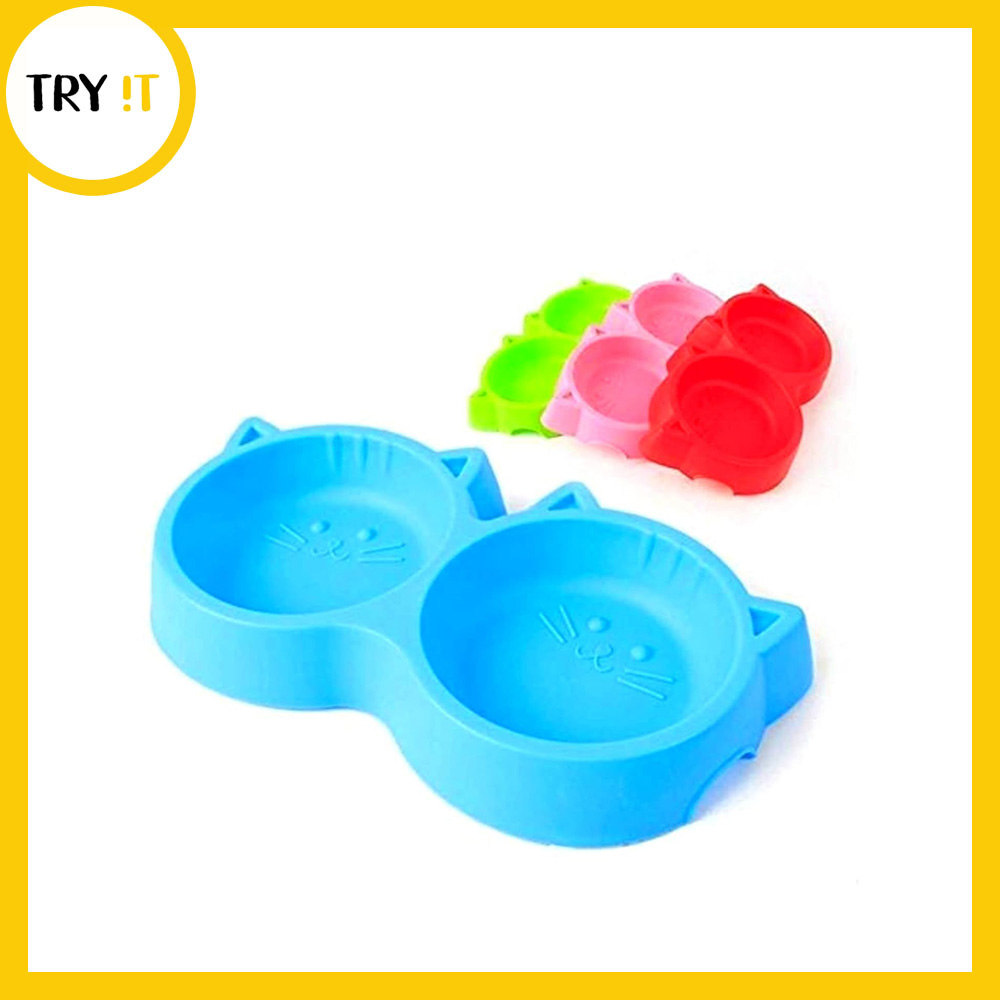 Cat Shape Double Bowl - For Cat & Kitten