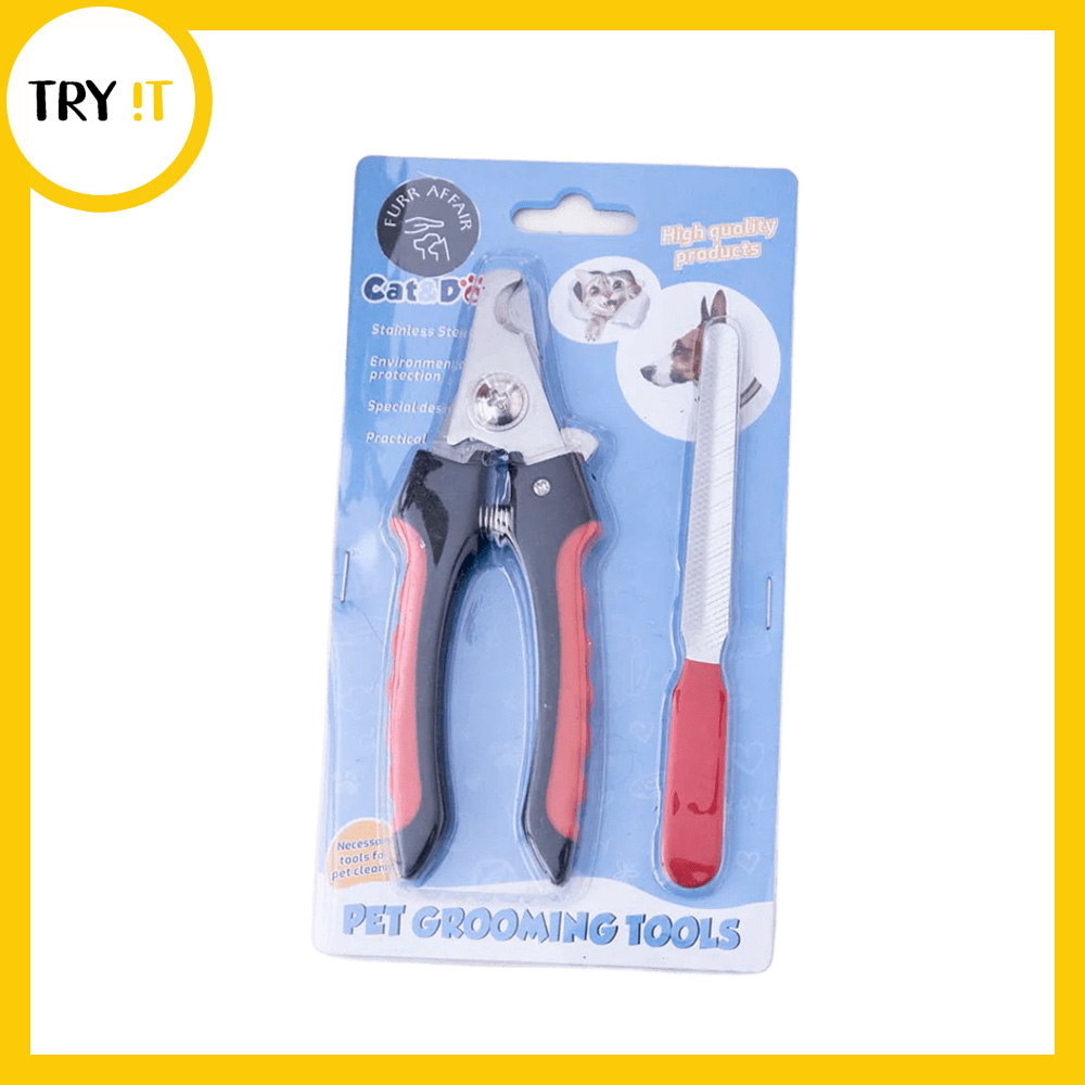 Nail Cutter Red (Large ) + Filer Oval Shape - For Cat & Kitten