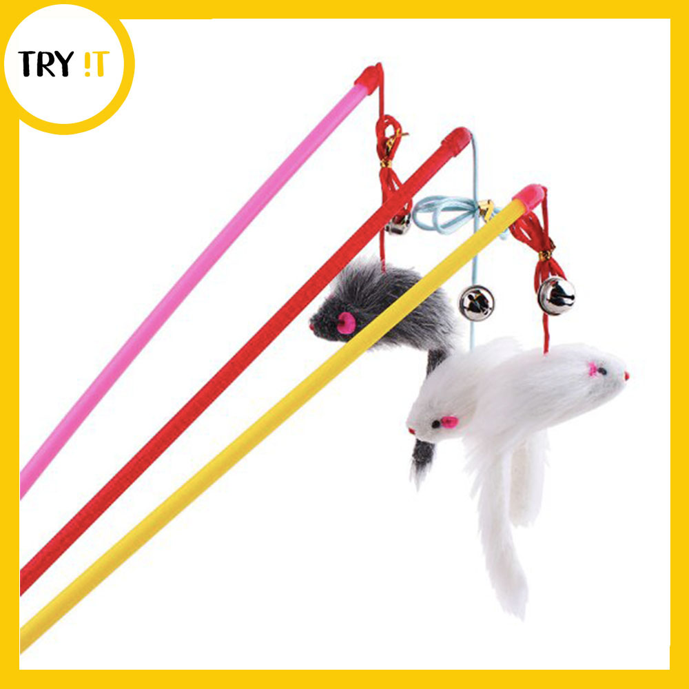 Cat -Mouse Stick Plastic Imported - For Cat & Kitten